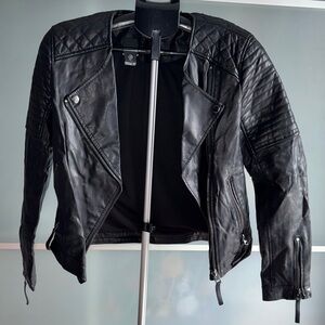 Topshop Black Quilted Leather Jacket